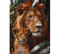 Diamond Painting Leone, Diamond Painting Kit Completo Animale, DIY Quadri con Perline, Disegni con Perline da Attaccare, Strass Ricamo a Punto Croce, per Decorazione Della Casa, 80x110cm K-3150