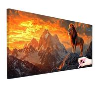 Diamond Painting Leone Kit Diamond Painting Grandi Dimensioni 130x50cm Quadri con Perline Tramonto 5D Disegni con Brillantini da Attaccare DIY Kit Pittura Adulti Decorazioni Autunnali Regalo R-74