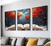 Diamond Painting Libro Albero Diamond Painting Kit Completo 3 Pezzi, Attaccare DIY Diamonds Paintings Adulti, 5D Full Drill Diamonds Arte Paintings, Decorazioni Casa, Regalo Donna 50x75cm t9n-555