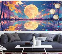 Diamond Painting Luna Diamond Painting Bambina Lago Pittura Digitale Kits,Fai Da Te Pittura Diamante Crystal Art Hobby Creativi Adulti Kit Punto Croce Quadri Con Perline per Decor 50x100cm QL-852