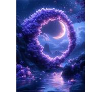 Diamond Painting Luna Diamond Painting Kit Completo, 5D Lago Diamantini Crystal Art Hobby Creativi Adulti, DIY Diamante Strass Ricamo a Punto Croce per Adulti Bambini Decorazione Casa 30x20 cm K-9683