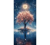 Diamond Painting Luna Diamond Painting Kit Completo, Fiori ciliegio Pittura Diamante Grandi Dimensioni 90x180cm Quadri con Perline, 5D DIY Crystal Art Craft Pittura per Decorazione da Parete J2-14699