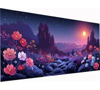 Diamond Painting Luna Grandi Dimensioni 60x30cm, Diamond Painting Kit Completo Fiore, DIY Quadri con Perline Ricamo a Punto Croce Kit, Disegni con Perline da Attaccare per Decorazioni Casa J-1647