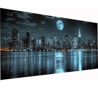Diamond Painting Luna Grandi Dimensioni 80x40cm, Diamond Painting Kit Completo Città, DIY Quadri con Perline Ricamo a Punto Croce Kit, Disegni con Perline da Attaccare per Decorazioni Casa J-5504
