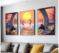 Diamond Painting Luna Gru Diamond Painting Kit Completo 3 Pezzi, con Attaccare DIY Diamonds Paintings Adulti, 5D Full Drill Diamonds Arte Paintings, Decorazioni Casa, Regalo Donna 50x75cm t9n-305