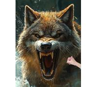 Diamond Painting Lupo, 5D Pittura Diamante Orrore per Adulti Principianti, DIY Diamantini Crystal Art Kit Completo, Kit Diamond Painting Ricamo a Punto Croce per Decorazione Parete, 40x50 cm, W-85
