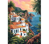 Diamond Painting Mare, 5D Diamond Painting Kit Completo Città Pittura Diamante, DIY Ricamo a Punto Croce Artigianale, Kit Pittura Adulti Diamantini Crystal Art per Decorazione Casa 70x90 cm O4-982