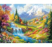 Diamond Painting Montagna Di Neve Diamond Painting Adulti 5d Diamanti Tondi Quadro con Diamanti a Piena Copertura Dipinti 70x100cm Autunno Decorazioni Per Pareti Domestiche, Regali per le donne T244