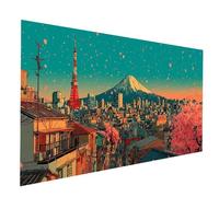 Diamond Painting Monte Fuji Diamond Painting by Numbers 50 x 100 cm, Fai Da Te Kit Punto Croce Pittura Diamante Città, 5D Diamantini Crystal Art Dipingere Con I Numeri per Decorazioni Casa JXL-10674