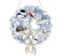 Diamond Painting Natale Doppia Faccia Pendente, 5D Strass Diamond Art Painting Appendere Ornamenti, Christmas Pittura Diamante Pendente Kit per Porta Parete Finestra Hanging Decorazione (White)