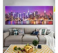 Diamond Painting New York City viola,Diamond Painting Grandi per Adulti 50x110cm,5D DIY Round Drill Diamond Painting Kit Completo Pittura Diamante Strass Ricamo a Punto Croce per Casa Decor