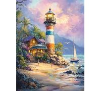 Diamond Painting Oceano Diamond Painting Kit Completo Faro 5D Pittura A Diamante per Adulti, Fai Da Te Mosaico Diamantini Crystal Art, Strass Ricamo A Punto Croce, Regalo Donna Uomo 40x50cm G-1129