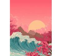 Diamond Painting Onde, DIY Diamond Painting Kit Completo Giappone, 5D Disegni con Perline da Attaccare, Pittura Diamante Adulti, Diamantini Crystal Art Kit, Decorazioni Autunnali, 60x90cm Y-6691