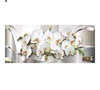 Diamond Painting Orchidee 110x50 cm (interno 104x44 cm) Painting Diamond 5D Orchidea Pittura con i Numeri Orchidee Puzzle con Perline Orchidee Painting by Numbers Crystal Art da Parete per Adulti