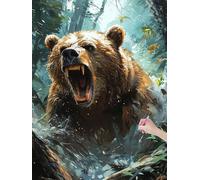 Diamond Painting Orso, 5D Pittura Diamante Orrore per Adulti Principianti, DIY Diamantini Crystal Art Kit Completo, Kit Diamond Painting Ricamo a Punto Croce per Decorazione Parete, 30x40 cm, R-51