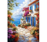 Diamond Painting Paesaggio, 5D Diamond Painting Kit Completo Piccola Città Pittura Diamante, DIY Ricamo a Punto Croce Artigianale Kit Diamantini Crystal Art per Decorazione Casa 35x55 cm O4-416