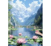 Diamond Painting Paesaggio, 5D DIY Diamond Painting Kit Completo Lago, Pittura Diamante per Bambina e Adulti, Diamantini Crystal Art Kit per Adulti, per Decorazione Casa Parete, Regalo, 60x80cm, M-42