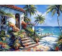 Diamond Painting Paesaggio Casa Sul Mare Diamond Painting Grandi Dimensioni 50x40cm, 5D Diamond Painting Kit Completo, Diamond Painting Adulti, Diamantini Crystal Art, Decorazione per Casa e Pareti