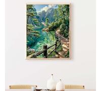 Diamond Painting Paesaggio Diamond Painting Kit Completo Foresta Diamante Crystal Art 5D DIY Pittura Diamante Strass Ricamo a Punto Croce Pittura Kit per Decorazione Parete, Regalo 70 x 95cm PJY9 P-9