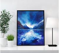 Diamond Painting Paesaggio, Diamond Painting Kit Completo Lago, DIY 5D Rotondo Completo Pittura Diamante per Adulti Principiante, Diamantini Crystal Art per Decorazione Parete Casa 50x70cm 10G-9R