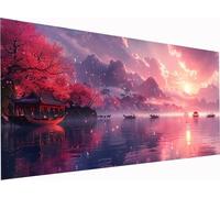 Diamond Painting Paesaggio Grandi Dimensioni XXL 160x80cm, Diamond Painting Kit Completo Tramonto, DIY Quadri con Perline Ricamo a Punto Croce Kit, per Decorazione per la Casa, Regalo Donna E-5021