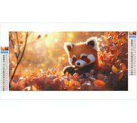 Diamond Painting Panda rosso Diamond Painting Adulti Autunno 60x120cm Grandi Dimensioni Pittura Diamante Kit, 5D DIY Diamantini Crystal Art Strass Ricamo a Punto Croce Kits, Decorazioni Casa G1-1001