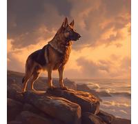 Diamond Painting Pastore Tedesco, Diamond Painting Kit Completo, Pittura Diamante Adulti Bambina Piccolo Formato Strass Ricamo a Punto Croce Decorazioni Casa Principianti, Regalo Cane 35x35 cm V-130