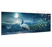 Diamond Painting Pavone, Diamond Painting Adulti Luna, DIY Diamantini Crystal Art Kits, Diamante Cristallo Pittura Digitale Arte Strass Ricamo, Grandi Pittura Diamante Decorazione Pareti 90x180cm T519