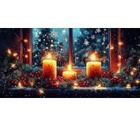 Diamond Painting per Adulti, Candele Grande Misura XXL Pittura con Diamanti per Adulti, Arte con Strass, Rosso Principianti Diamond Painting Kit Completo Set,Decorazione Regalo Donna 30x60cm J0K-171