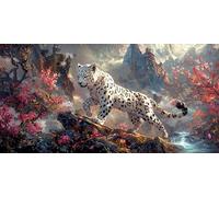 Diamond Painting per Adulti, Leopardo Grande Misura XXL Pittura con Diamanti per Adulti, Arte con Strass, Acero Principianti Diamond Painting Kit Completo Set,Decorazione Regalo Donna 30x60cm J0K-197