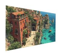 Diamond Painting Piccola città Diamond Painting by Numbers 70 x 140 CM, Fai Da Te Kit Punto Croce Pittura Diamante Vista mare, 5D Diamantini Crystal Art Dipingere Con I Numeri per Regalo Donna JXL8476