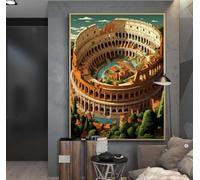 Diamond Painting Roma città, Full Kit Accessori Diamond Painting per Adulti Bambini, DIY Pittura Diamante Ricamo a Punto Croce Kit, Diamantini Crystal Art Painting Decorazione per Casa 60x45 cm f166