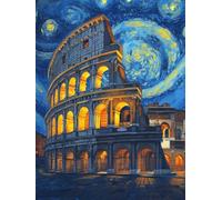 Diamond Painting Roma Colosseo, 5D Diamond Painting Kit Completo, Pittura Diamante Mosaico Fai Da Te, Diamante Strass Ricamo a Punto Croce per Decorazioni Casa Autunno Donne Regali 100x135 cm 0b-530