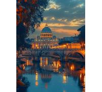Diamond Painting Roma Diamond Painting Kit Completo, Basilica Di San Pietro Diamond Painting Adulti Rotondo Strass Diamantini Crystal Ricamo a Punto Croce Painting Hobby Creativi Adulti 40x50cm O-PM