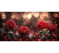 Diamond Painting Rosa, Diamond Painting Kit Completo, Diamond Painting Bambina e Adulti, Amore Disegni con Perline da Attaccare Diamantini Crystal Art, Decorazione per Casa e Pareti 50x100 cm f0j-303