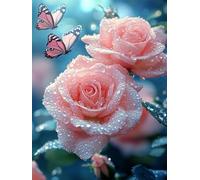 Diamond Painting Rose Perle Di Rugiada Diamond Painting Adulti, DIY Bambini Principianti Diamanti 5D Mosaico Creativo Cristallo Arte Accessori, Casa Pareti Decorativi Donne Festa Regali 80x110cm w-550