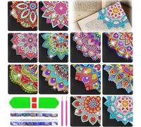 Diamond Painting Segnalibri per Bambini Lotus - Set 5D DIY con 12 Segnalibri per Bambini e Adulti