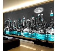 Diamond Painting - Set di immagini per adulti, visione notturna della città, 5D, per adulti, con accessori per diamond painting, grande XXL, per camera da letto, soggiorno, decorazione (100 x 40 cm)