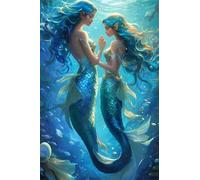 Diamond Painting sirena, Diamond Art Adulti kit Pittura Bambini, Disegni con Perline da Attaccare 5D DIY Ricamo a Punto Croce Diamante Painting, per Decorazioni Casa Regalo 40x50cm G-283