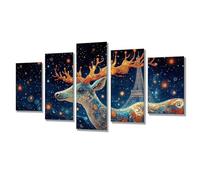 Diamond Painting Sogno Cervo 5 Pezzi Diamond Painting Kit Completo, Pittura Diamante Paintings By Numbers Passatempo per Adulti, DIY Diamantini Crystal Art, Natale Decorazioni Casa 50x25cm j7s-114