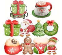 Diamond Painting Sottobicchieri con Supporto, Sotto Bicchieri Kit Sottobicchieri Pittura Rotondi Coasters per Adulti Bevande Bicchieri Home Decor Bar Vino, Tazze 8 Pezzi Pane di Zenzero Uomo