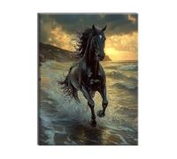Diamond Painting Spiaggia Cavallo 20x25cm 5D Diamond Painting Adulti Diamantini Crystal Art Creativi Kit, Ricamo Artigianale Kit, Autunnali Halloween Decorazioni Pareti, Regalo di Natale A-j-148