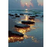 Diamond Painting Spiaggia Diamond Painting Adulti, Pittura Diamante Paesaggio Diamantini Crystal Art 5D DIY Strass Ricamo a Punto Croce Artigianale Kit per Decorazioni Casa Parete 80X110Cm -wyl2506A4