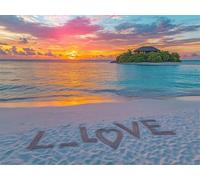 Diamond Painting Spiaggia Diamond Painting Kit Completo Amore Diamantini Crystal Art, 5D DIY Strass Ricamo A Punto Croce Pittura Diamante Kit per Adulti Principianti, Room Decor Regalo 60x90cm N6-806