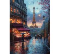 Diamond Painting Torre Eiffel, 5D Diamond Painting Kit Completo Coppie, DIY Disegni con Perline da Attaccare Kit per Adulti, Diamantini Crystal Art, Decorazione Casa, Regalo Donna 50x65cm M-4176