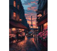 Diamond Painting Torre Eiffel, 5D Diamond Painting Kit Completo Tramonto, Disegni con Perline da Attaccare Kit Pittura Adulti, Fai Da Te Diamantini Crystal Art, Decorazione Casa 50x65cm U-1065