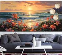 Diamond Painting Tramonto Diamond Painting 40x100cm Pittura Diamante Adulti Giglio Fai Da Te Trapano Quadrato Completo Diamantini Crystal Art Pittura Digitale Kits,Decorazione da Parete Regalo QL-915