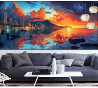 Diamond Painting Tramonto Diamond Painting Bambina Città Pittura Digitale kits,Fai Da Te Pittura Diamante Crystal Art Hobby Creativi Adulti kit Punto Croce Quadri,Decor Regalo Donna 50x120cm LT-270