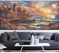 Diamond Painting Tramonto Diamond Painting Bambina Faro Pittura Digitale Kits,Fai Da Te Pittura Diamante Crystal Art Hobby Creativi Adulti Kit Punto Croce Quadri Con Perline per Decor 40x100cm QL-746
