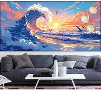 Diamond Painting Tramonto Diamond Painting Grandi Dimensioni 60x120cm Pittura Diamante Adulti Onde Dell'Oceano Fai Da Te Trapano Quadrato Completo Diamantini Crystal Art Pittura Digitale,Regalo QL-917